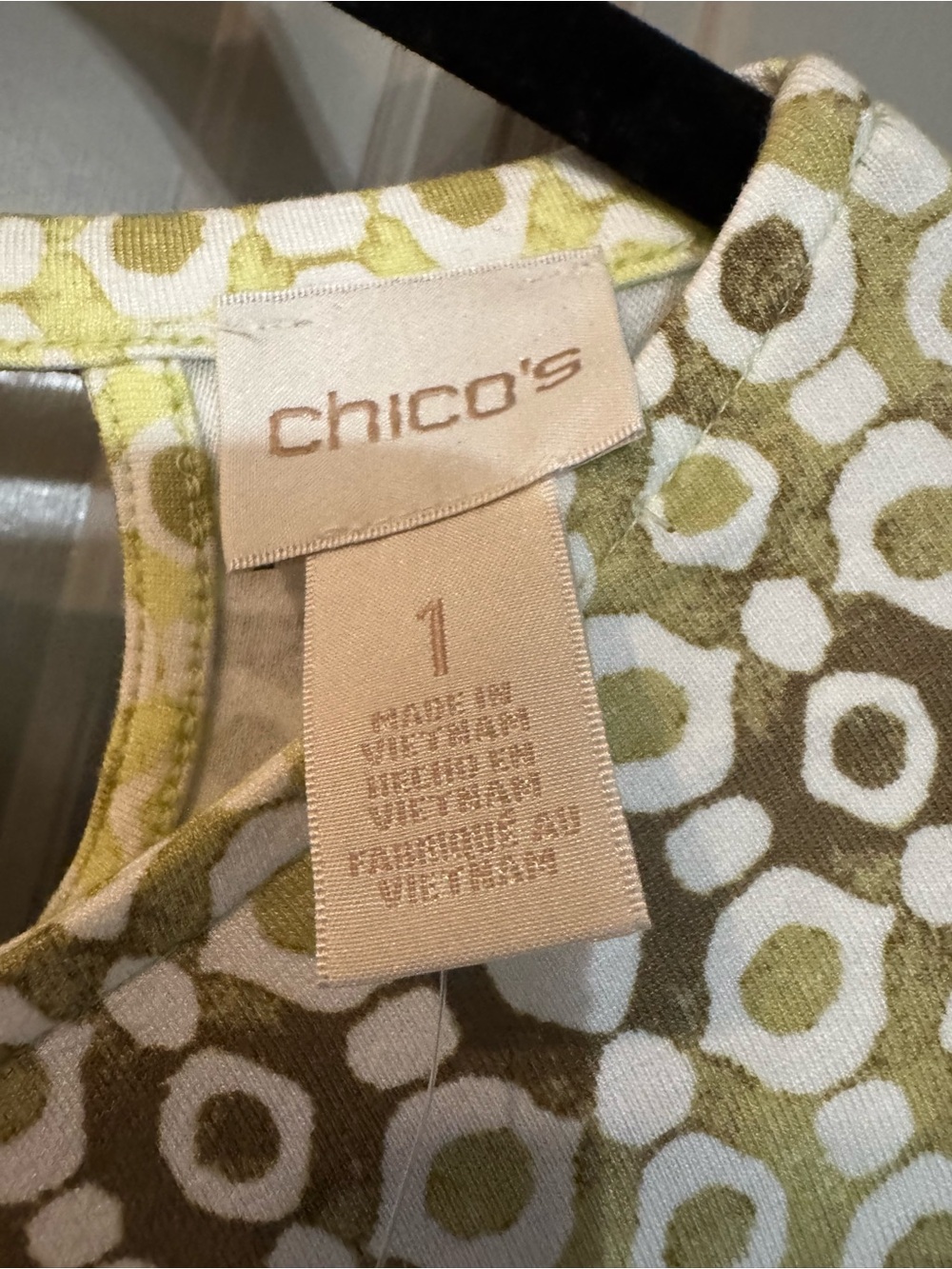 Chico's Yellow and Brown Geometric Long-Sleeve Shift Dress - Picture 3 of 4
